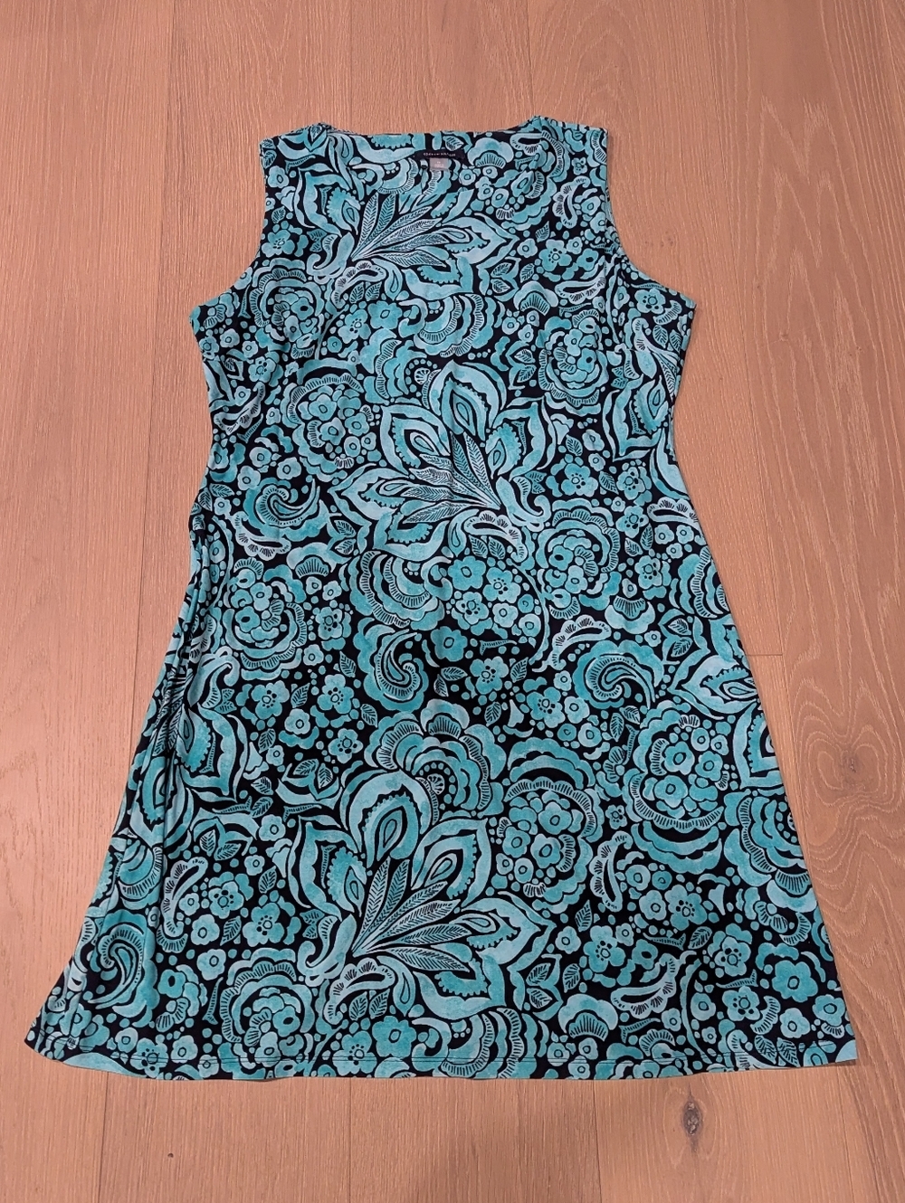 Tommy Hilfiger Black and Turquoise Floral Sleeveless Dress